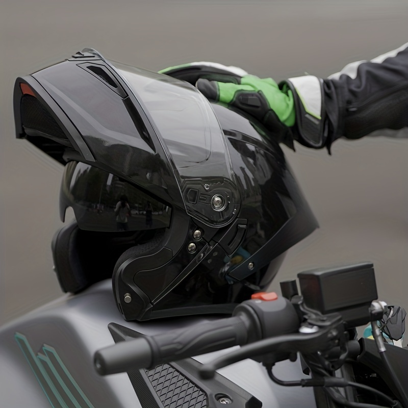 Casco Moto Hombre Casco de Moto Modular con Doble Visera Lente De