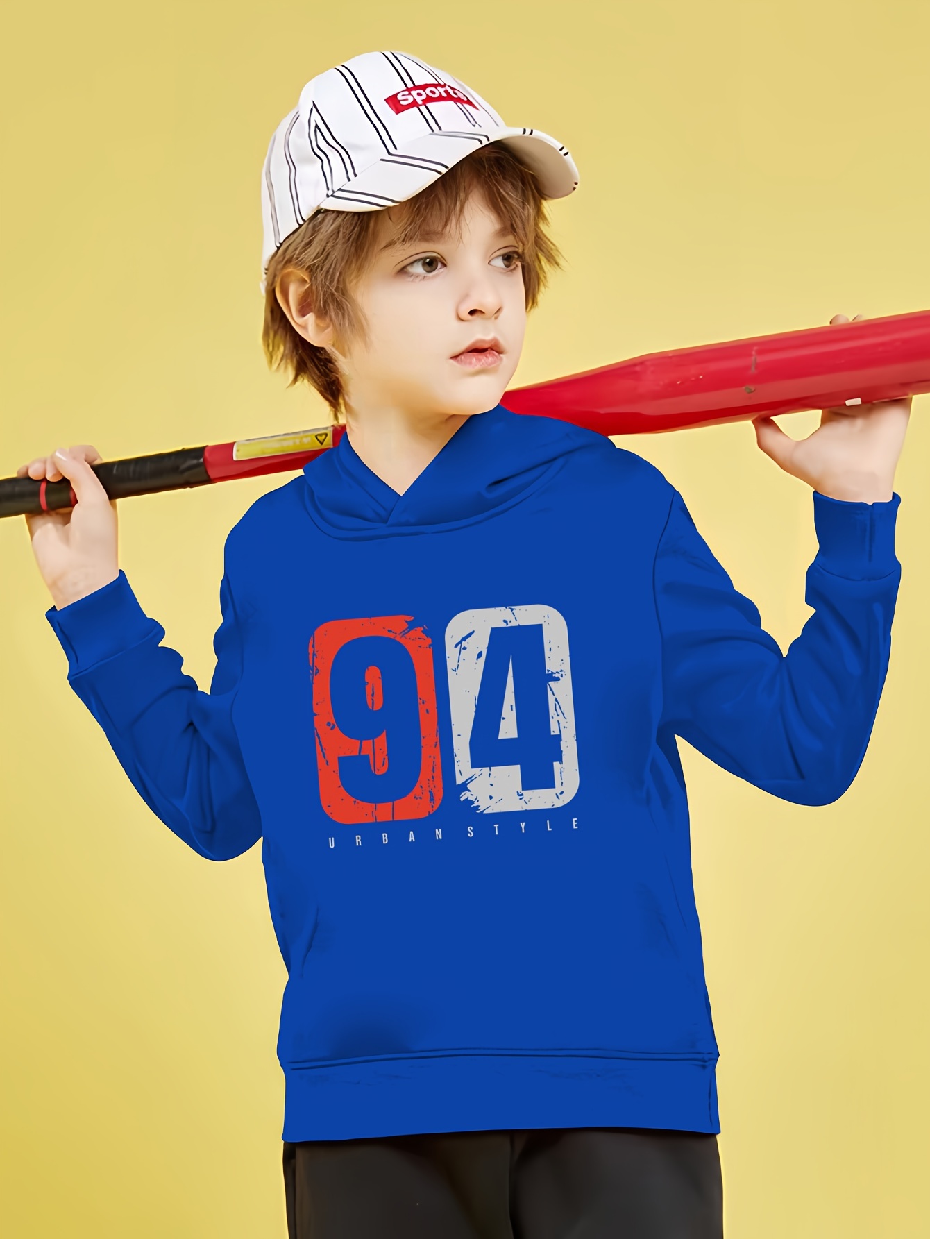 94 Print Boys Hoodie Casual Pullover Hooded Long Sleeve Temu