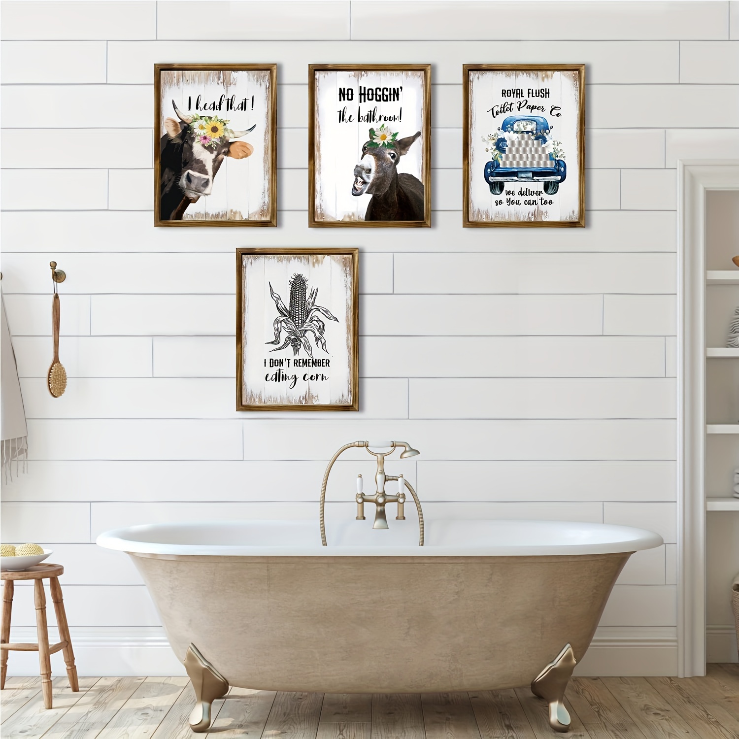 Wooden Board Farmhouse Bathroom Decor Wall Art Bathroom Sign - Temu