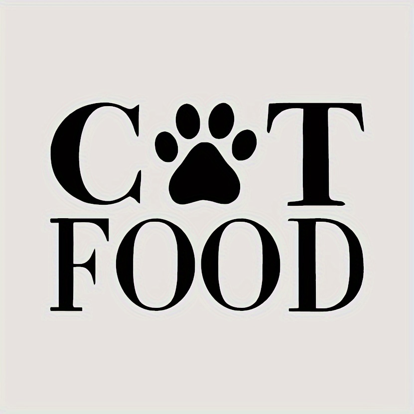Cat Food Sticker Food Storage Jar Sticker Food Box Sticker Decoration Hollow Sticker Vinyl Waterproof Self-adhesive Cat Food Wall Sticker