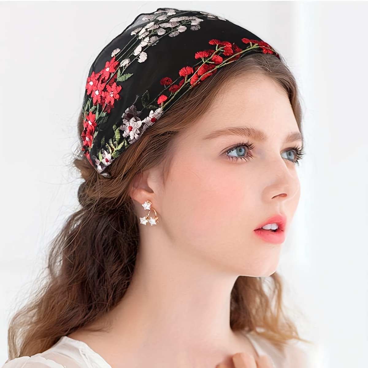 Lace Flower Patterned Headband Bohemian Style Lace Elastic Hair Band