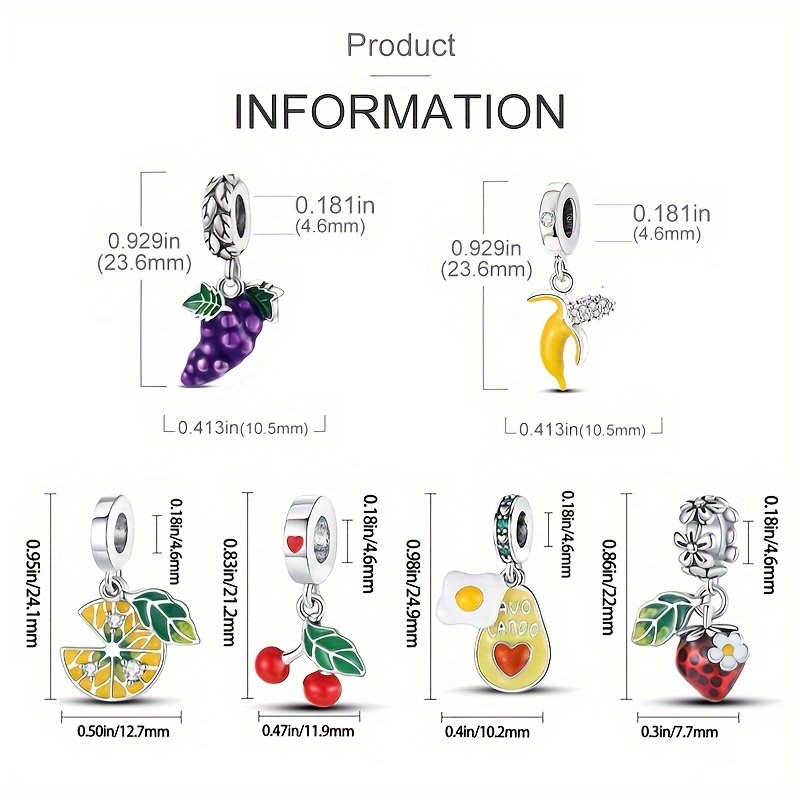 Silver Plated Pendants Summer Fruit Series Avocados Grape Strawberries Banana  Cherry Fruit Collection Charms Perfect For Diy Jewelry Making Gift For  Girls Women - Temu Australia