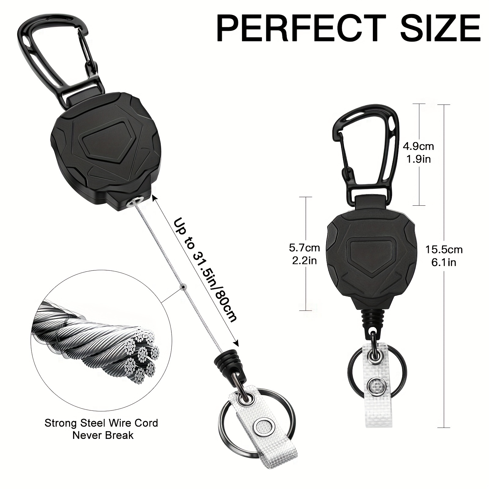 Retractable Heavy Duty Badge Reels with ID Badge Holder Tactical ID Card Holder Vertical ID Holder with Mountaineering Easy to Pull Buckle with
