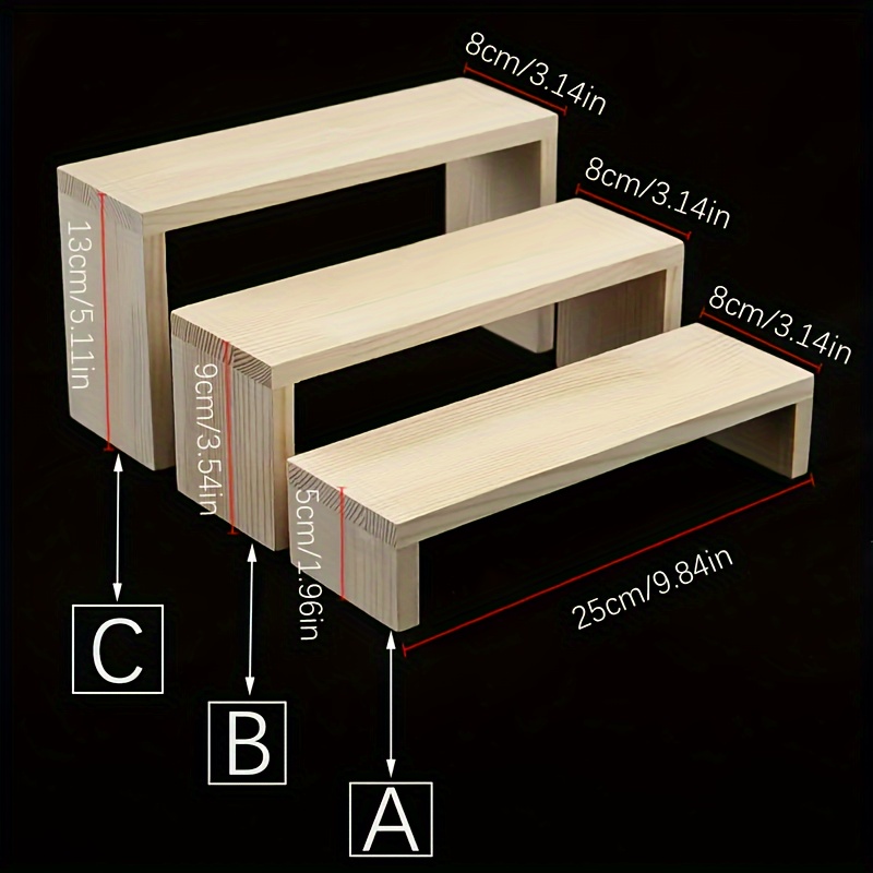 E-shop 3-teiliges/Set Holzregal, stapelbares Tischregal, Kosmetik-Aufbewahrungsregal, Organizer-Halter für Hautpflegeprodukte, Gesichtswasch-Organizer,