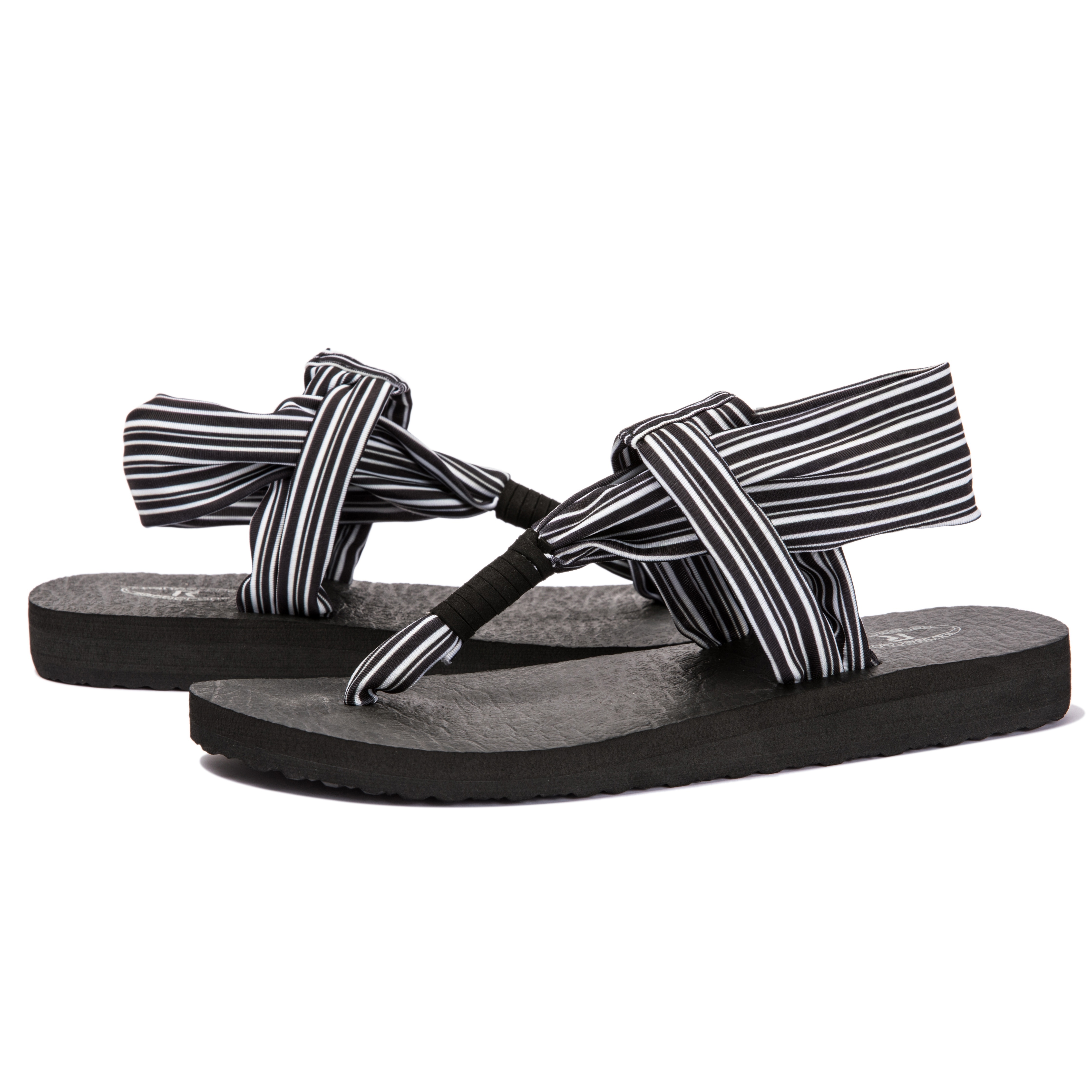 Sanuk Yoga Mat Sling 2 Black/White Striped Flip Flops Thong