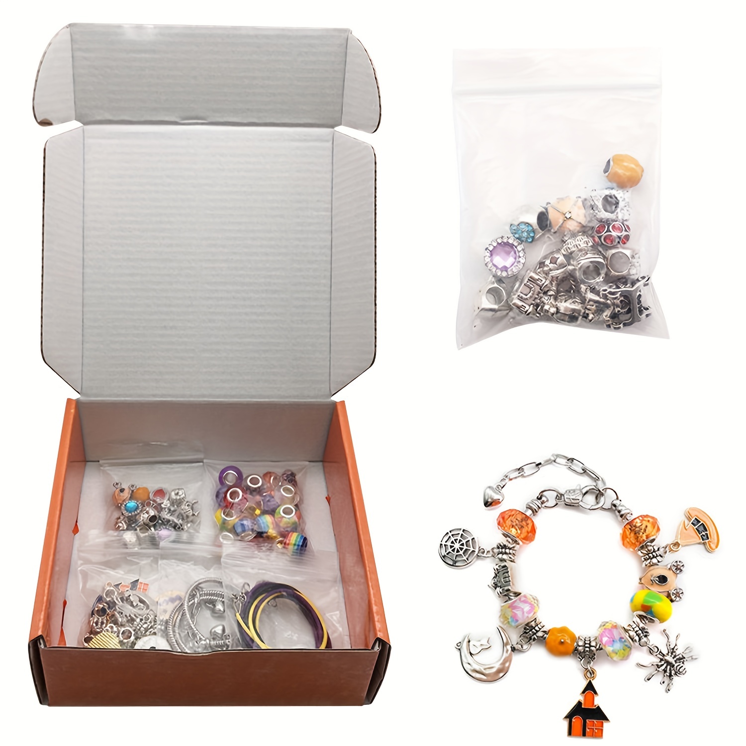 1box Halloween Beads For Bracelets Making Kit With Halloween Charms, DIY  Skull Beads For Jewelry Making Kit For Adults Bracelets String For Girls  Jewe