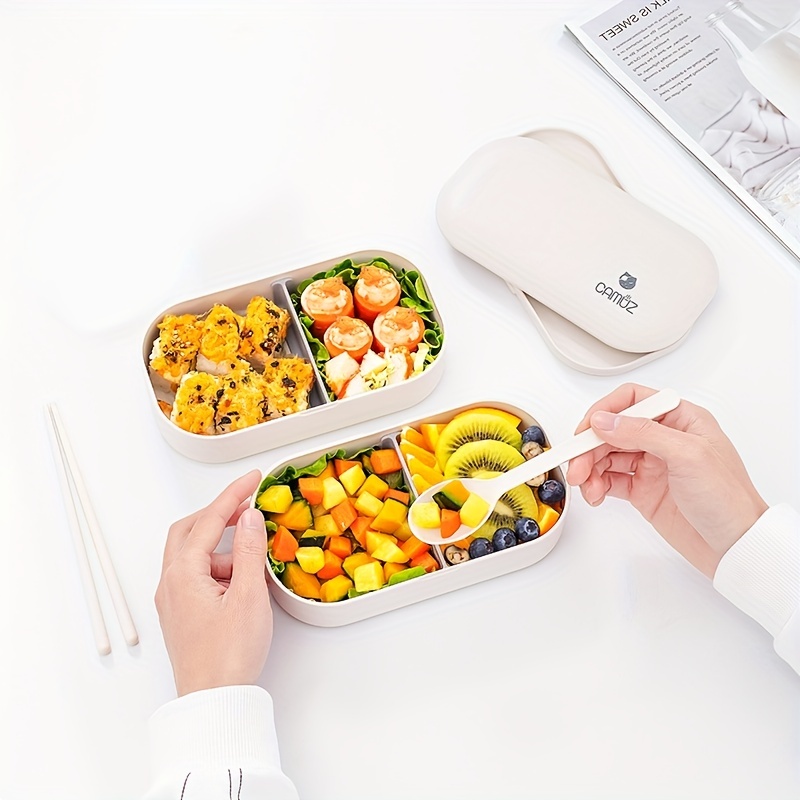 Camuz Lunch Box - Japanese Style With Cutlery - Square Divided Microwave  Oven Bento Box - Leakproof Food Container - Perfect For Teenagers And  Workers At School, Canteen, Back School, And Home Kitchen - - Temu