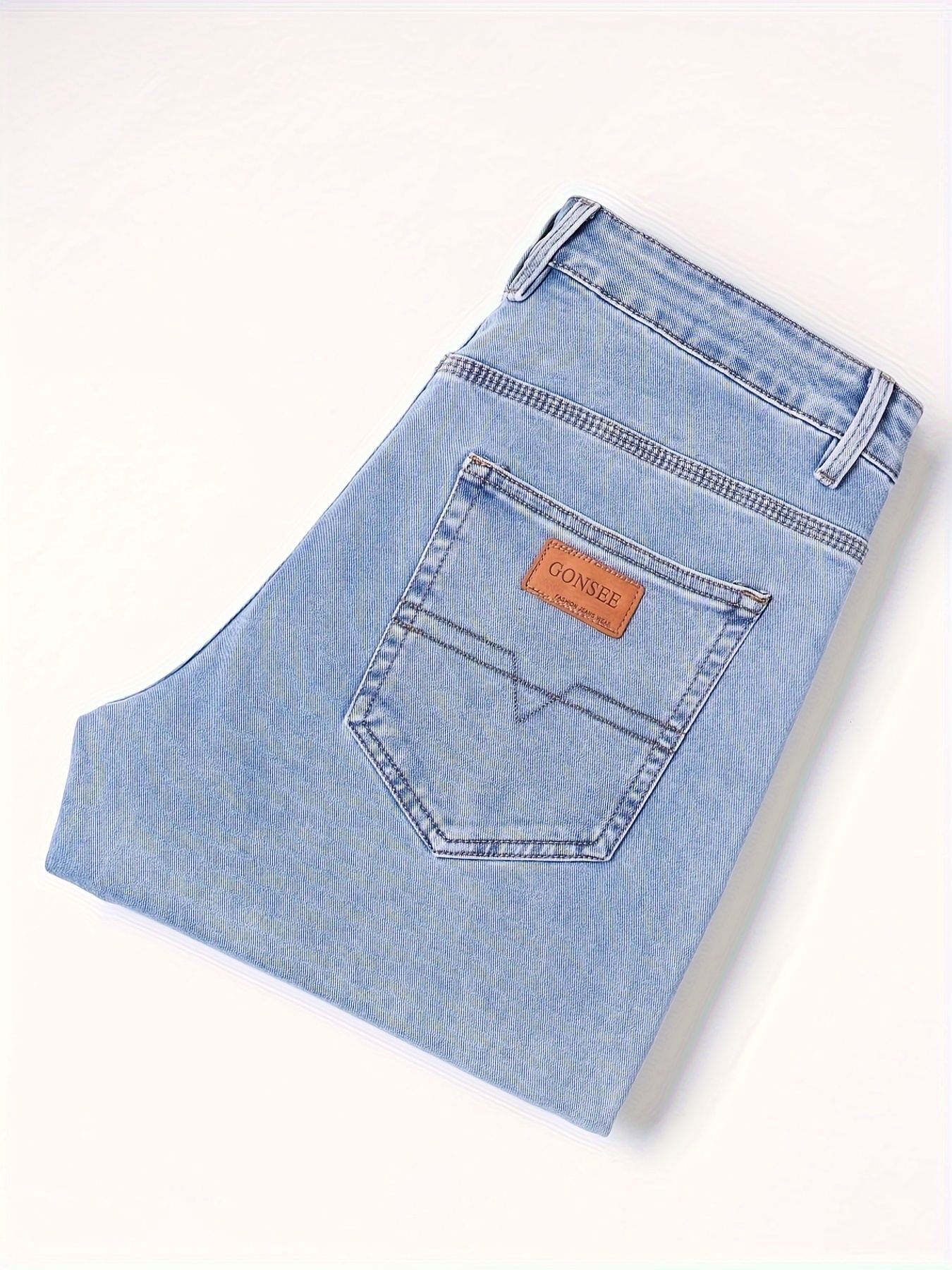 Pantalones Vaqueros Lisos Talla Hombre Pantalones - Temu