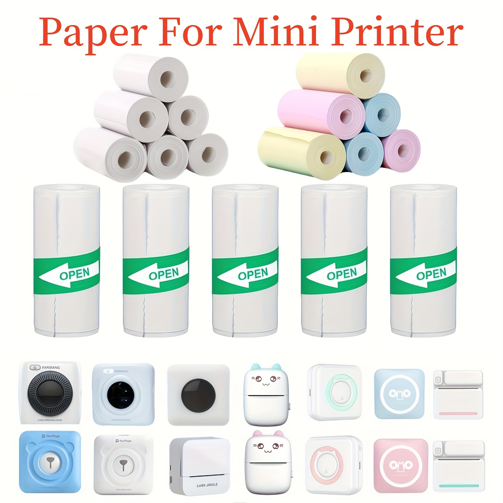 Lot de 3 rouleaux de papier autocollant coloré pour imprimante