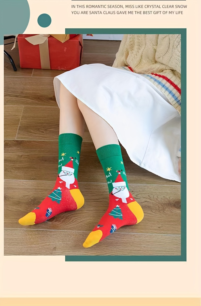 Christmas Print Socks Comfy Cute New Year Tube Socks - Temu Australia