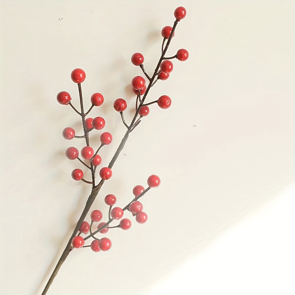 Christmas Artificial Red Berry Stems, Holly Berries Red Berry