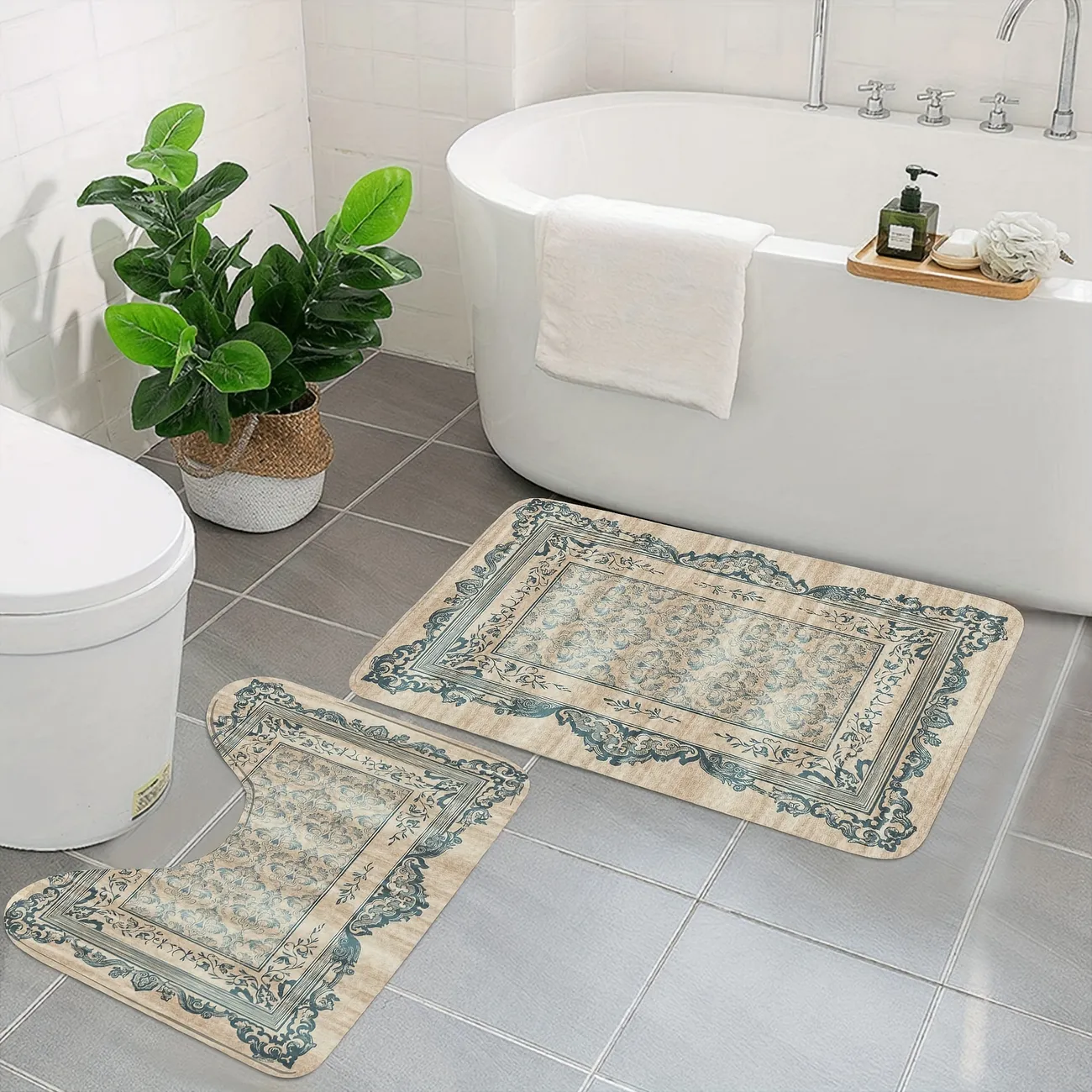 Leaf Boho Bath Rugs Absorbent Non Slip Door Mats Soft Carpet Wash
