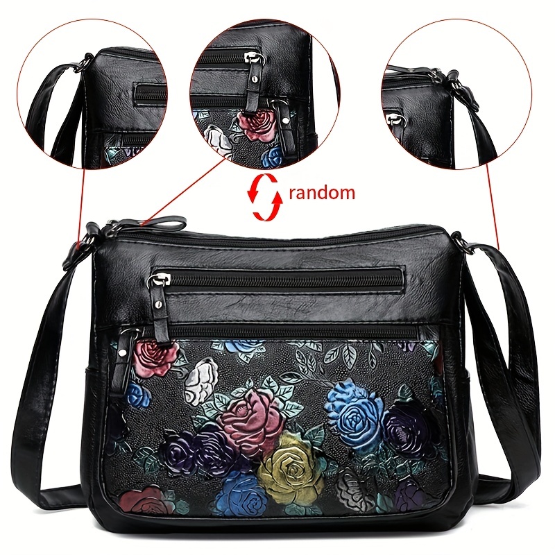 Backpack Crossbody Bag And Coin Purse Set, Large-capacity Women's Bag,  Portable Messenger Bag, Fashion Versatile Floral Pattern Pu Leather  Briefcase - Temu