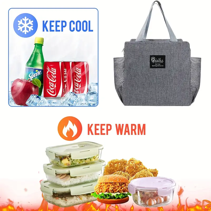 Stay Organized & Energized - Insulated Lunch Bag With Dual Side Pockets &  Thermal Tote Box Bag For Adults & Teens! - Temu