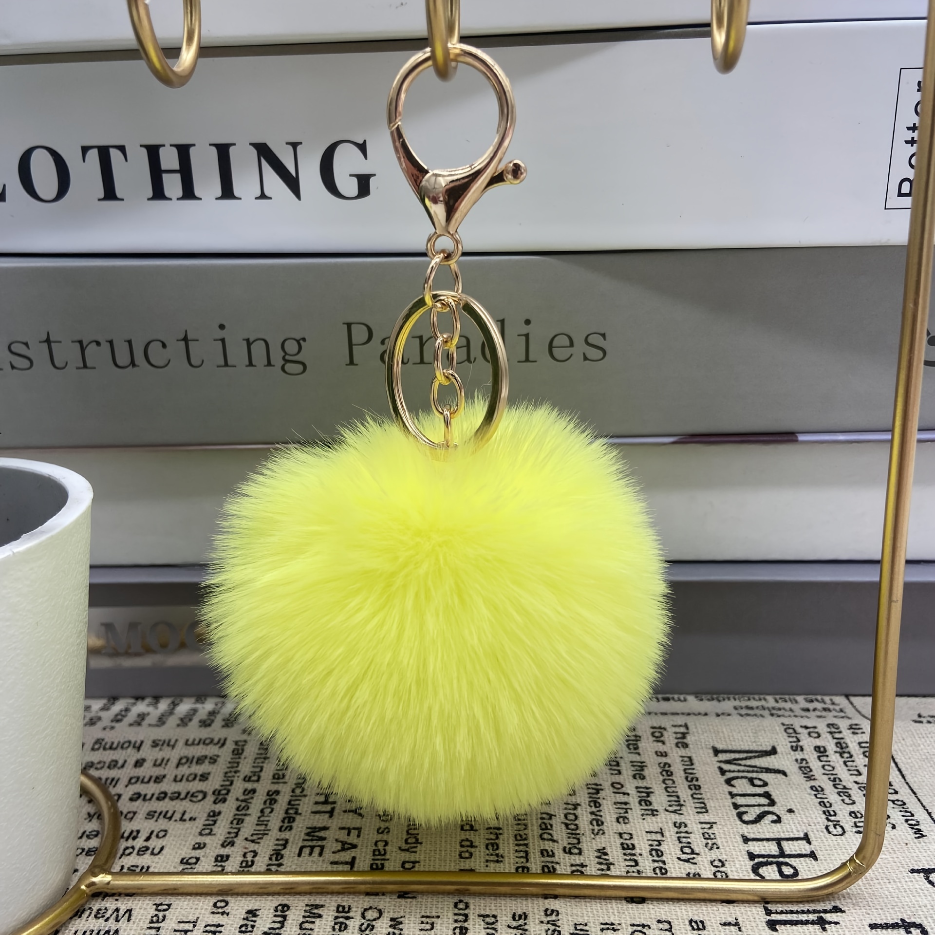 Yellow pom pom on sale keychain