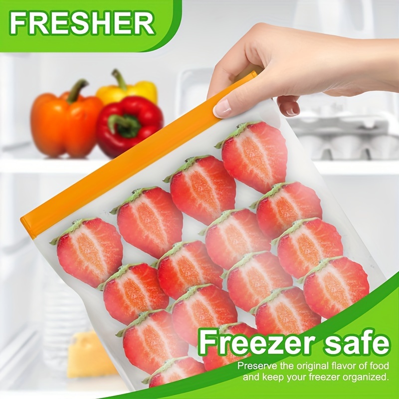 10Pack Reusable Food Storage Bags, Stand Up Food Grade Bags Leakproof  Washable Freezer Bags, 3 Gallon Bags + 4 Sandwich Bags + 3 Lunch Bags for  Meat Fruit Cereal Snacks Vegetable 