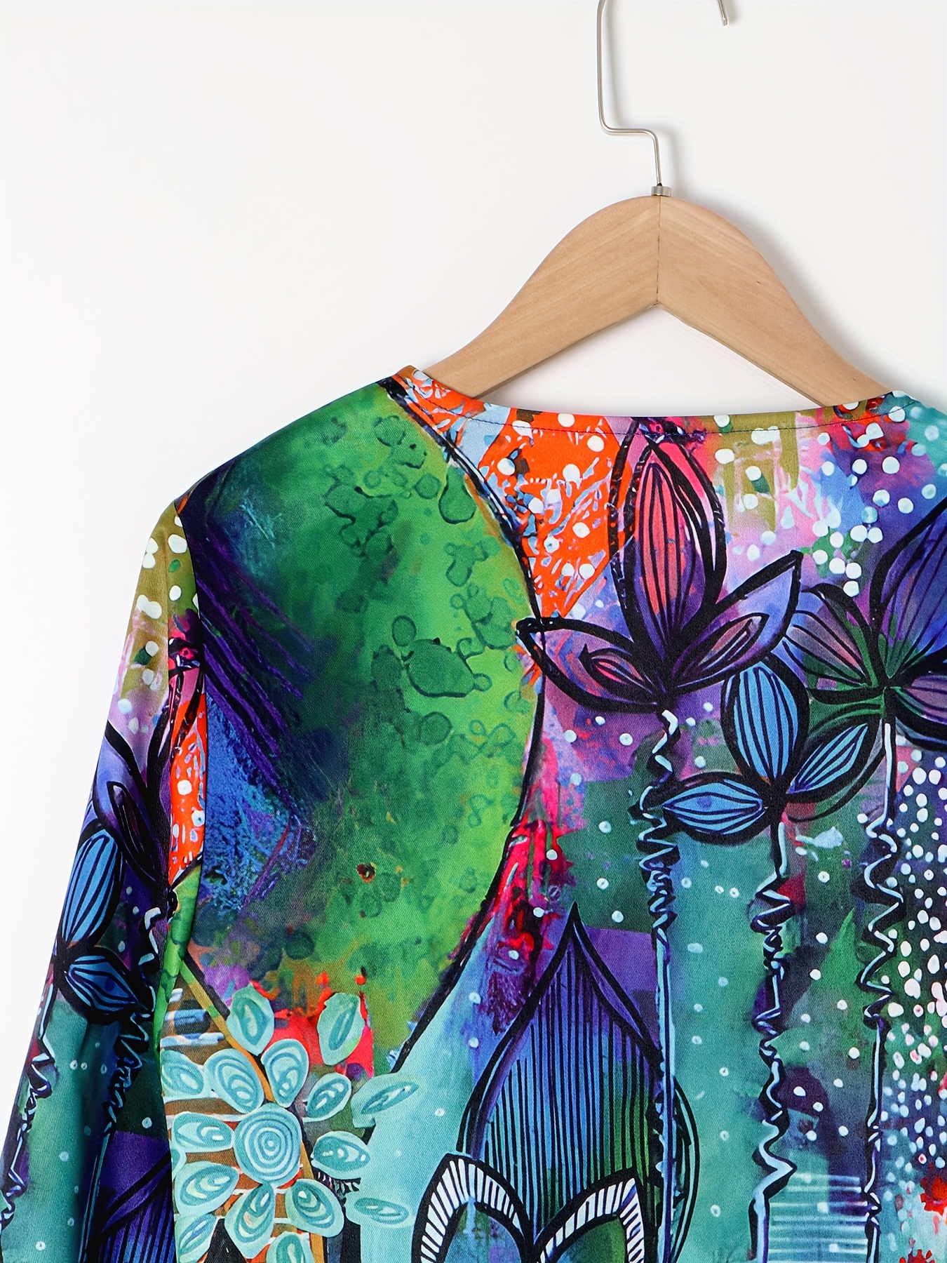 ethnic floral print open front jacket vintage long sleeve jacket for spring fall womens clothing