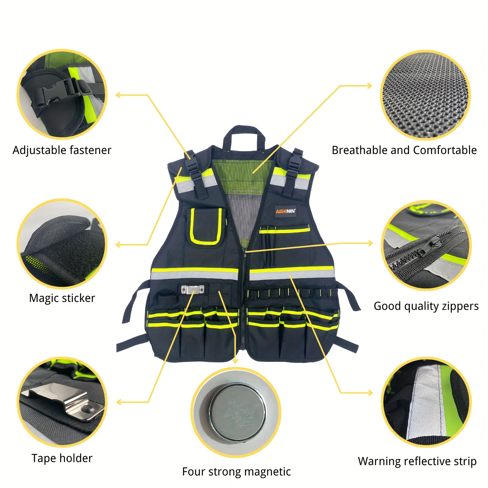 Mens Work Vest Tool Vest Workwear Bodywarmer Multi Pocket Vest Vest