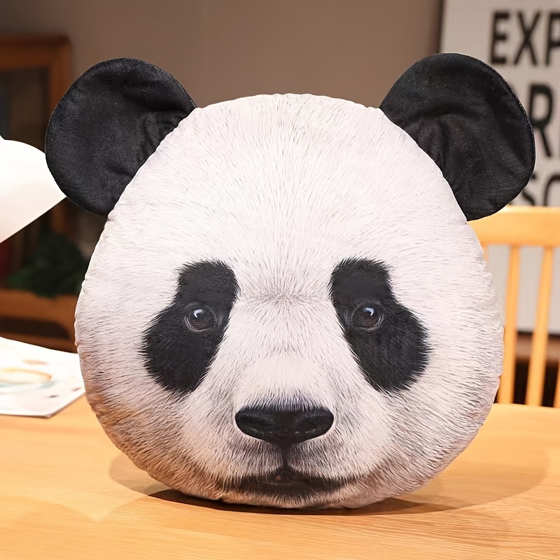 Cartoon 3d Animal Head Plush Pillow Cute Leopard Panda Bear Temu