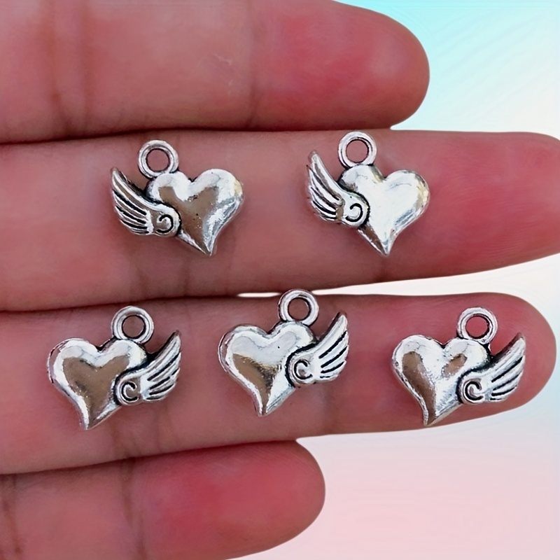 Antique Bronze Silver Color Hollow Love Heart Charms - Temu