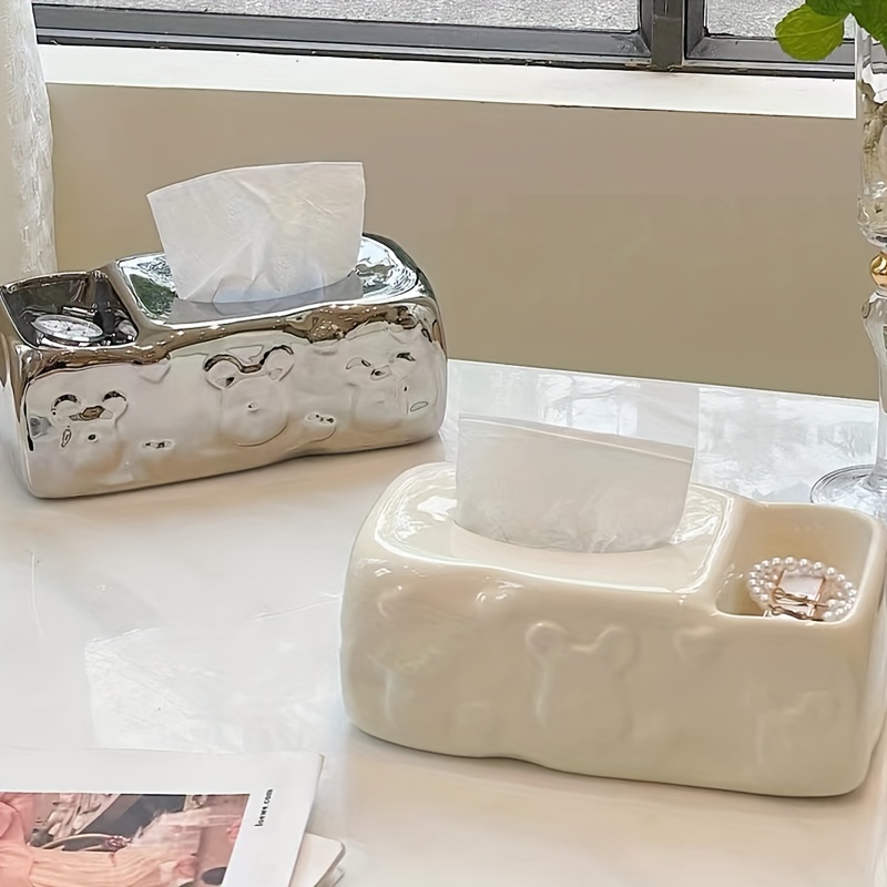 Rectangular Ceramic Tissue Box Cover Creative Light Luxury Tissue Box  Holders for Living Room Coffee Table Home Tissue Holders