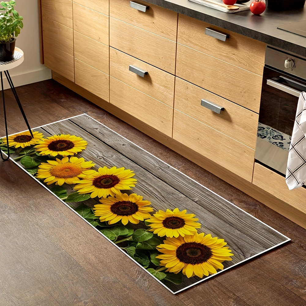 Sunflower Print Kitchen Floor Rug Dirt Resistant Floor Rug - Temu