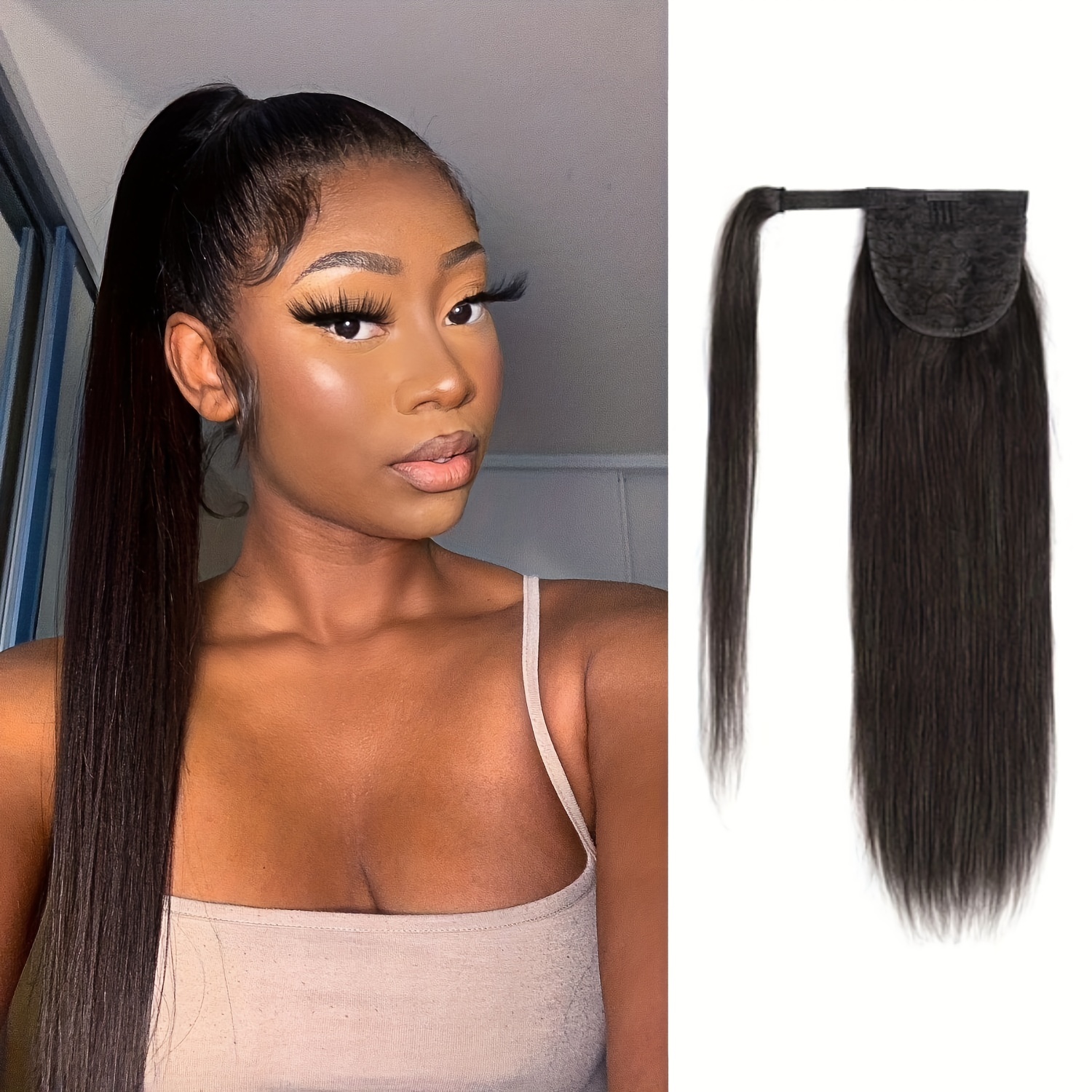 Wig Female Ponytail Wig Long Straight Hair Extension Piece Ponytail Wig Female Clip in Extensions Human Cute Girls Hairstyles Tape in Hair Extensions