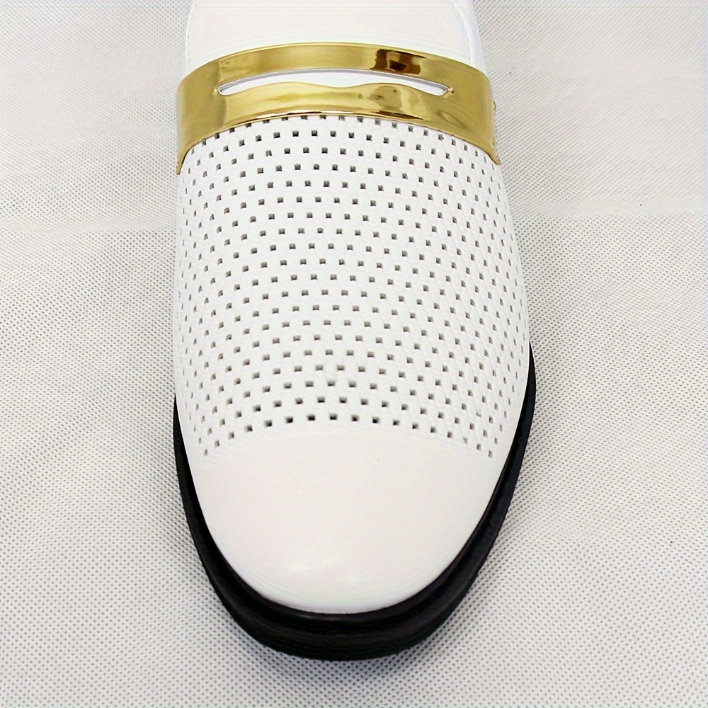 mens fashion hollow out pu leather loafers comfortable formal dress shoes for business meetings party details 6