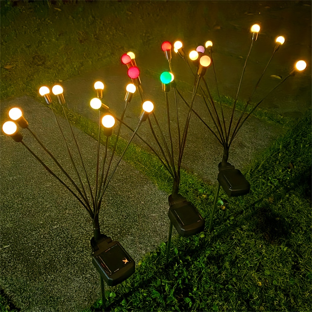 1pc Solar Pathway Lights LED Firefly Swing Light On Wind Outdoor Waterproof Garden Decoration For Back Yard Patio Lawn Landscape Lighting