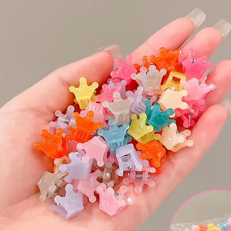 50pcs Colored Beads Hair Clips Plastic Hair Accessories For