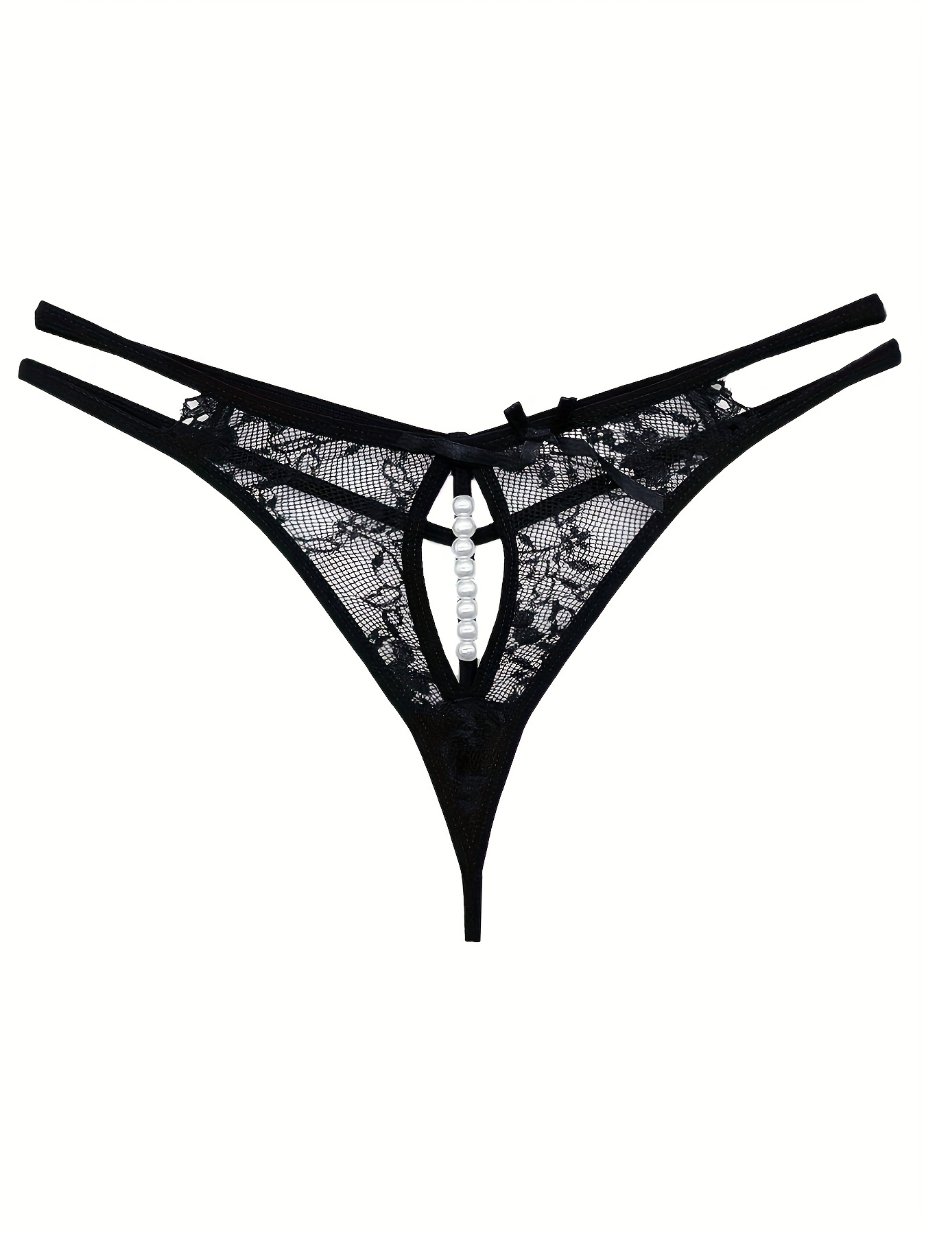 Floral Lace Thongs Hollow Beaded Panties Women's Sexy - Temu Canada