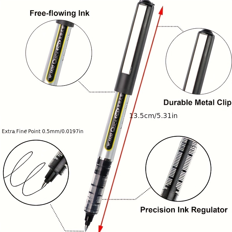 Rollerball Pen Fine Point Pens Black Gel Liquid Ink Pens - Temu United Arab  Emirates