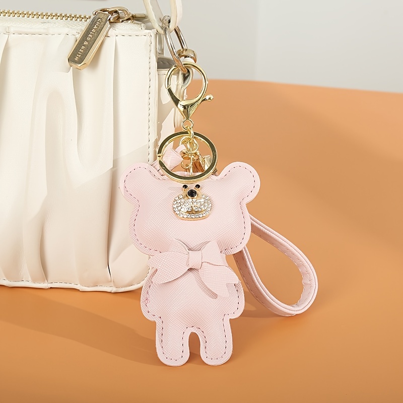 Rhinestone Leather Bear Keychain Fashion Cute Cartoon Colorful Bag Key Chain  Ornament Bag Purse Charm Accessories - Jewelry & Accessories - Temu