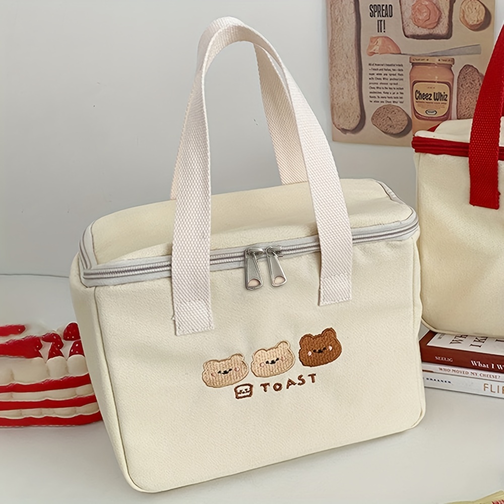 1pc Cartoon Cute Tote Bag, Insulated Lunch Bag, Lunch Box Bag