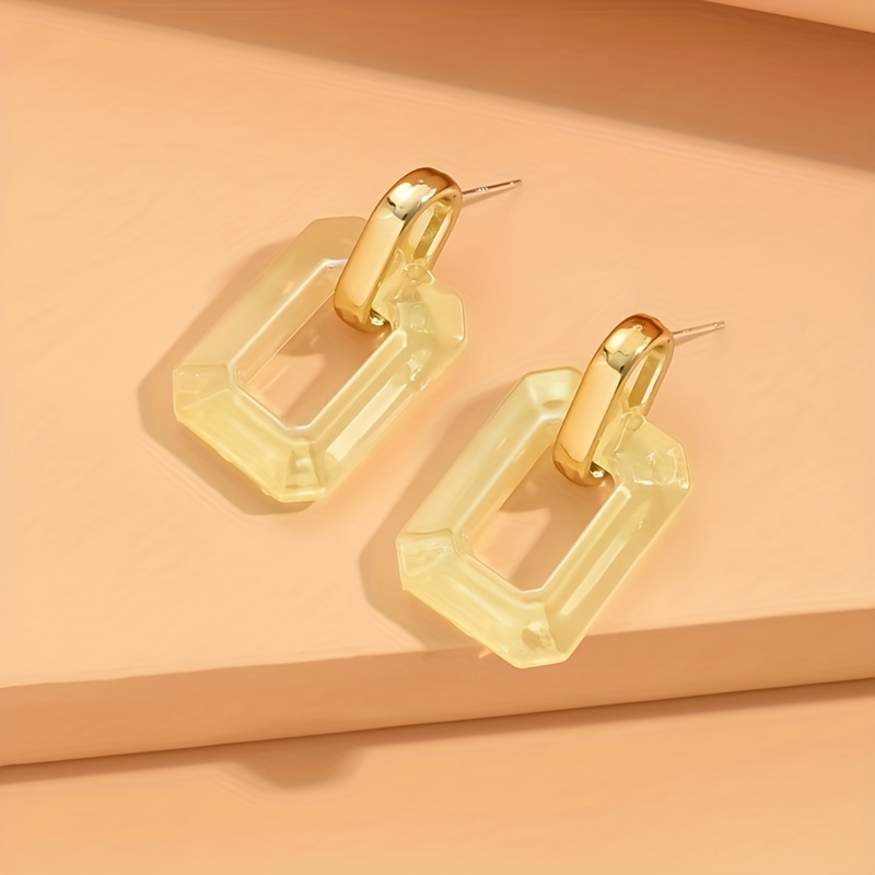 Acrylic Earrings Minimalist Style Studs with Golden Tone Hooks