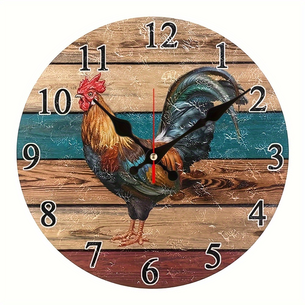 1pc Reloj Pared Vintage Gallo Silencioso No ticking Relojes - Temu