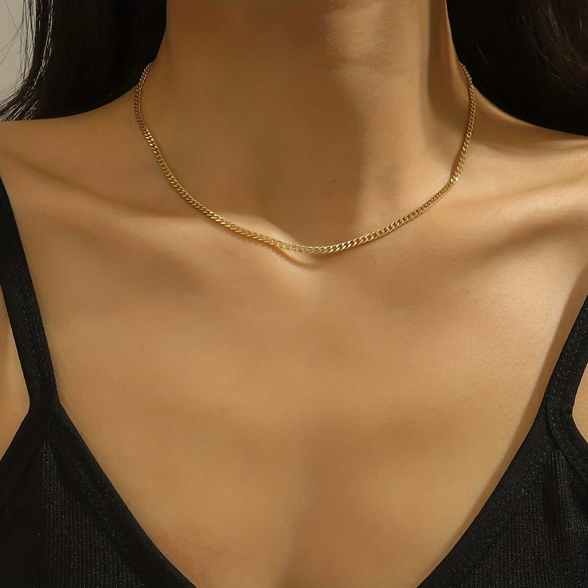 Golden Rope Chain Necklace – Collarbone Jewelry