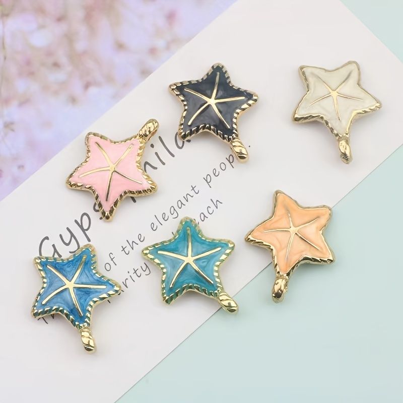 6pcs Drip Oil Fluorescent Starfish Shell Pendant Ornaments Necklace  Bracelet Hair Accessories Charm Making Accessories - Clothing, Shoes &  Jewelry - Temu