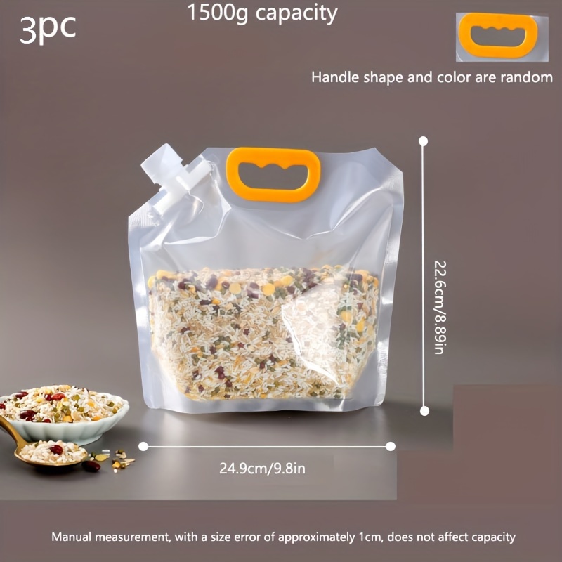3PCS Kitchen Cereal Storage Bag Portable Food Packaging Bags