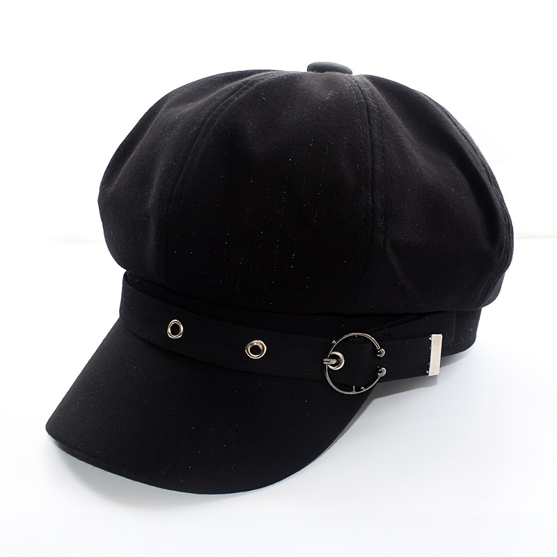 Boina de moda para hombre, cuero, hebilla de hierro, etiqueta, gorra con  visera Vintage - Temu Chile