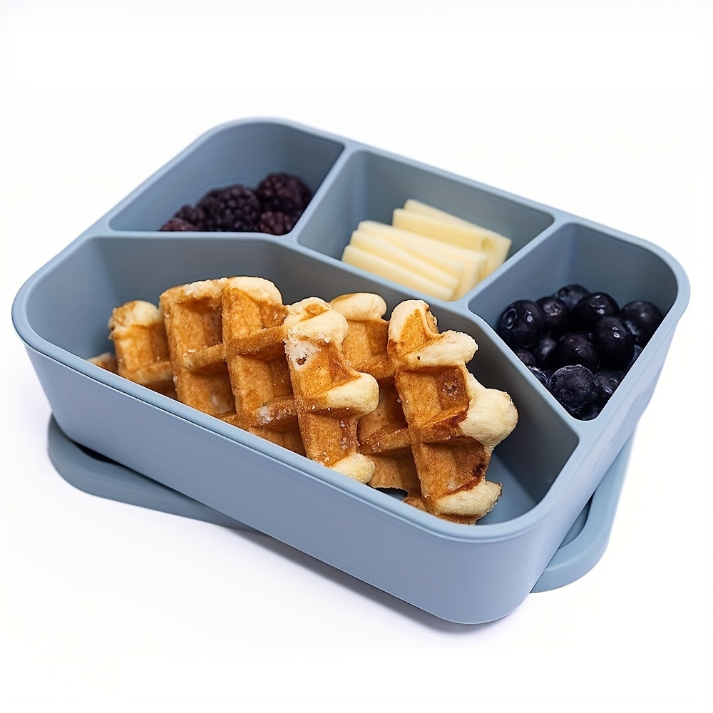 Silicone Lunch Box w/ 4 Compartments Microwaveable Leakproof Bento Box