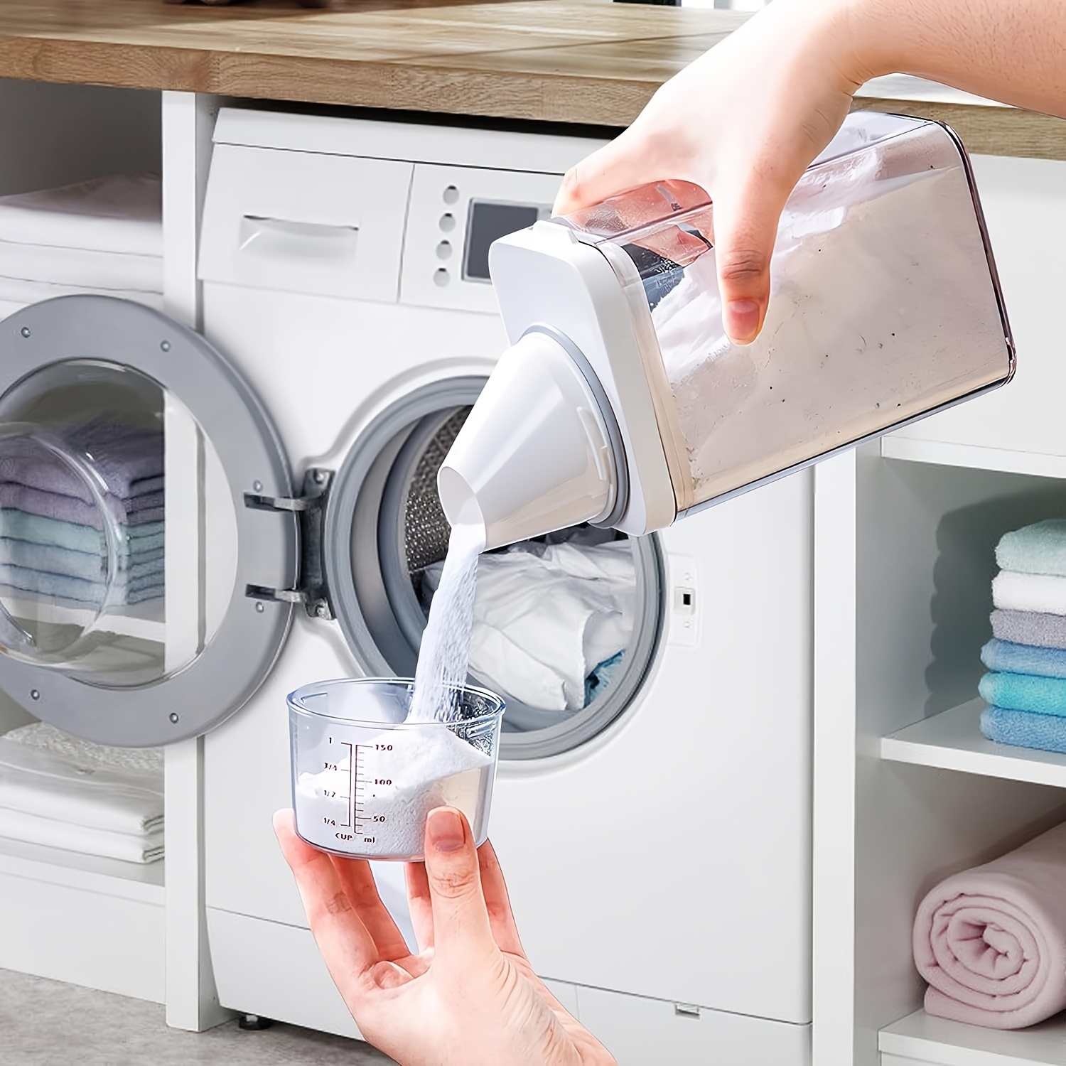 37.2 oz Dispensador de detergente hermético con taza medidora, dispensador  de polvo de lavado multipropósito, lata de polvo de lavado, contenedor de p