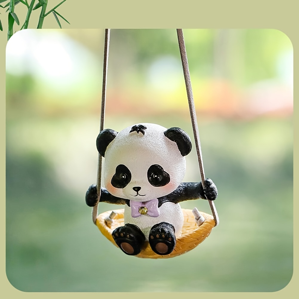 TUABUR Anhänger mit Gravur Schwingender Panda Rückspiegel-Anhänger