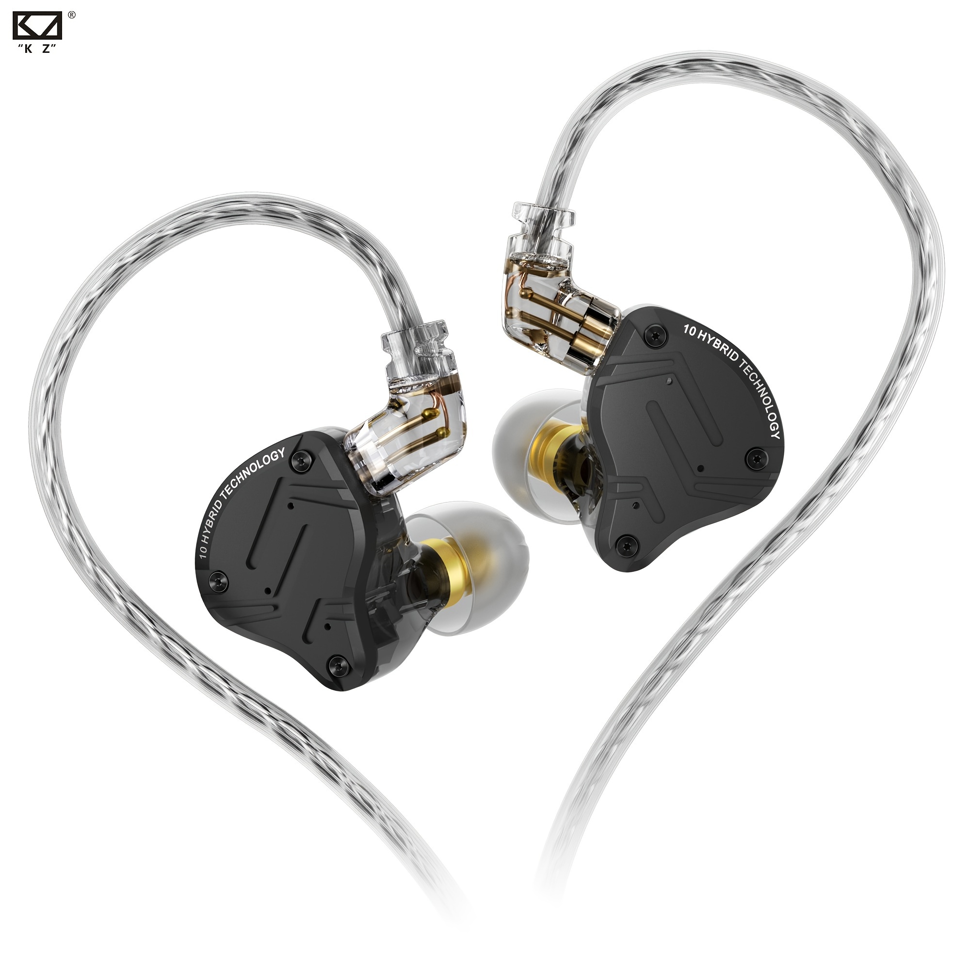 Auriculares KZ ZST, dinámicos, híbridos, controlador dual en oídos, negro  con micrófono