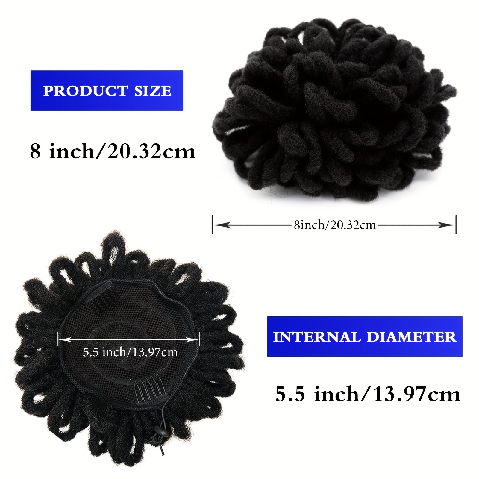 Afro Puff Drawstring Ponytail Dreadlocks Bun LOC Petal Hair Chignon Faux Locs Braided Ponytail Clip in Chignon Scrunchies Hairpiece for Women Girls