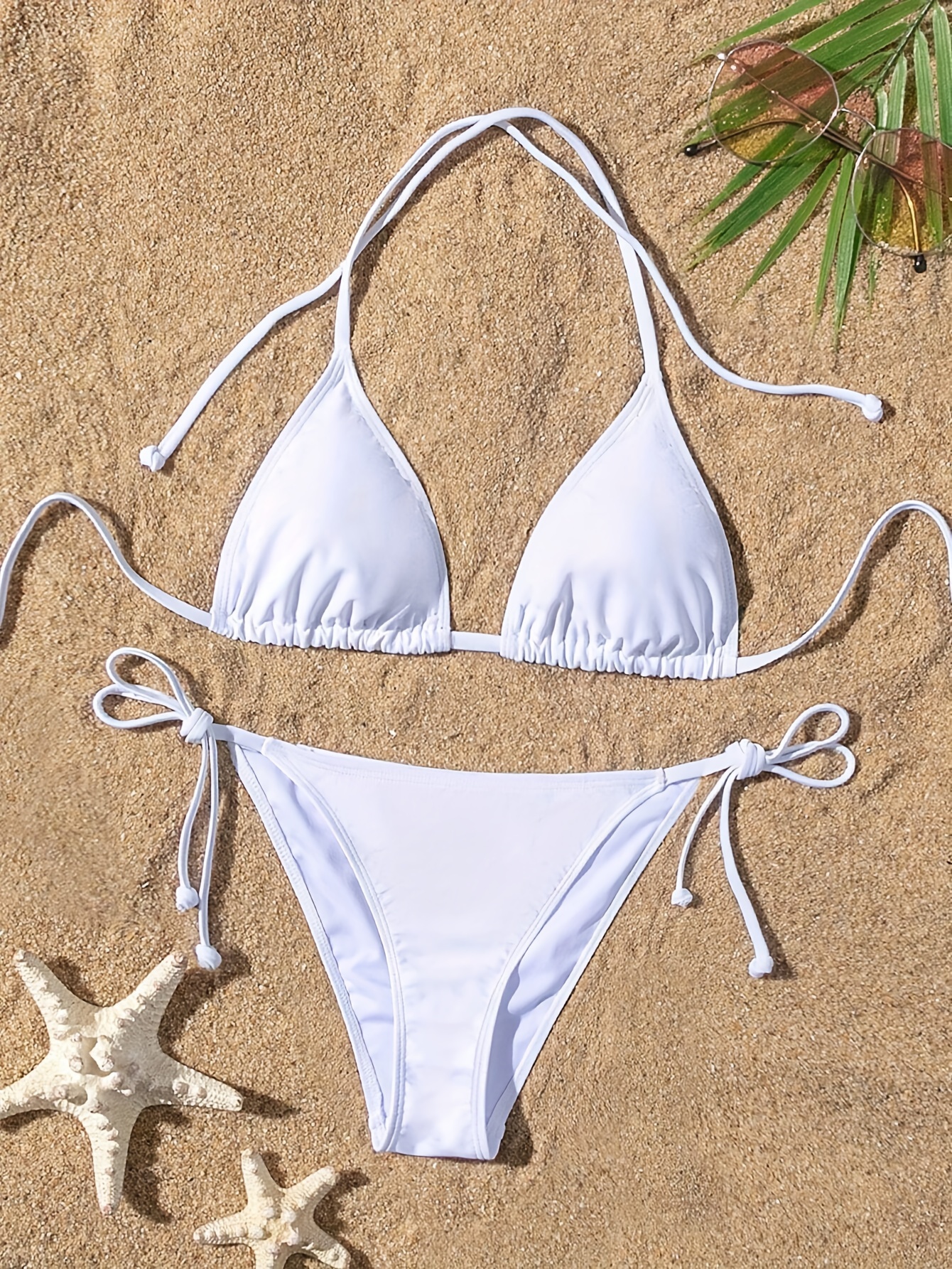 WMNS Corset Style Side Tie and Back Two-Piece Swimsuit - White