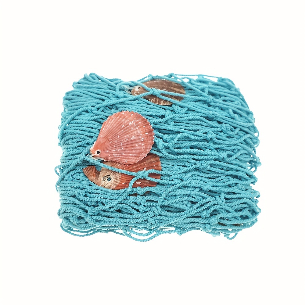 1pc Nautical Blue Fishing Net Wall Decor with Seashells - Perfect for Home,  Office, and Party Decor
