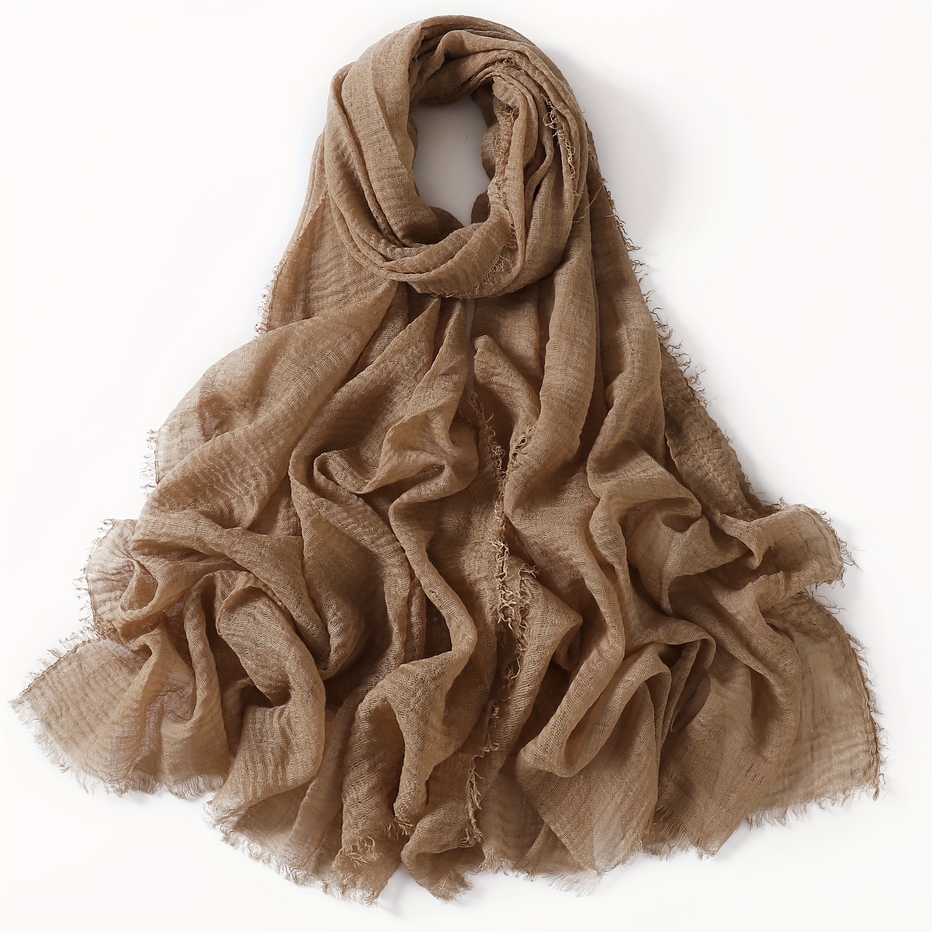 Frayed printed wool and silk-blend scarf