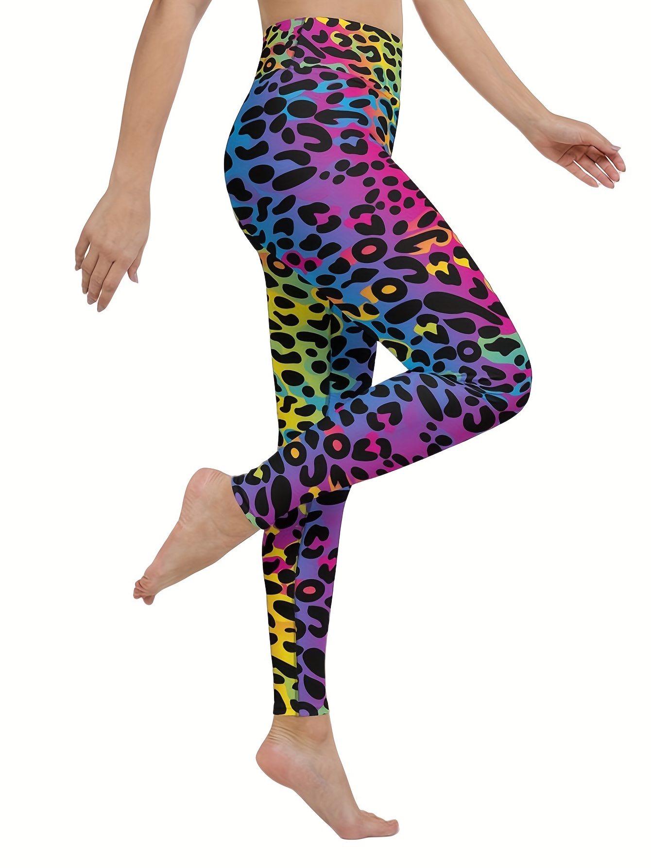 Colorful Leopard Print Leggings Sexy High Waist Slim Long - Temu Canada