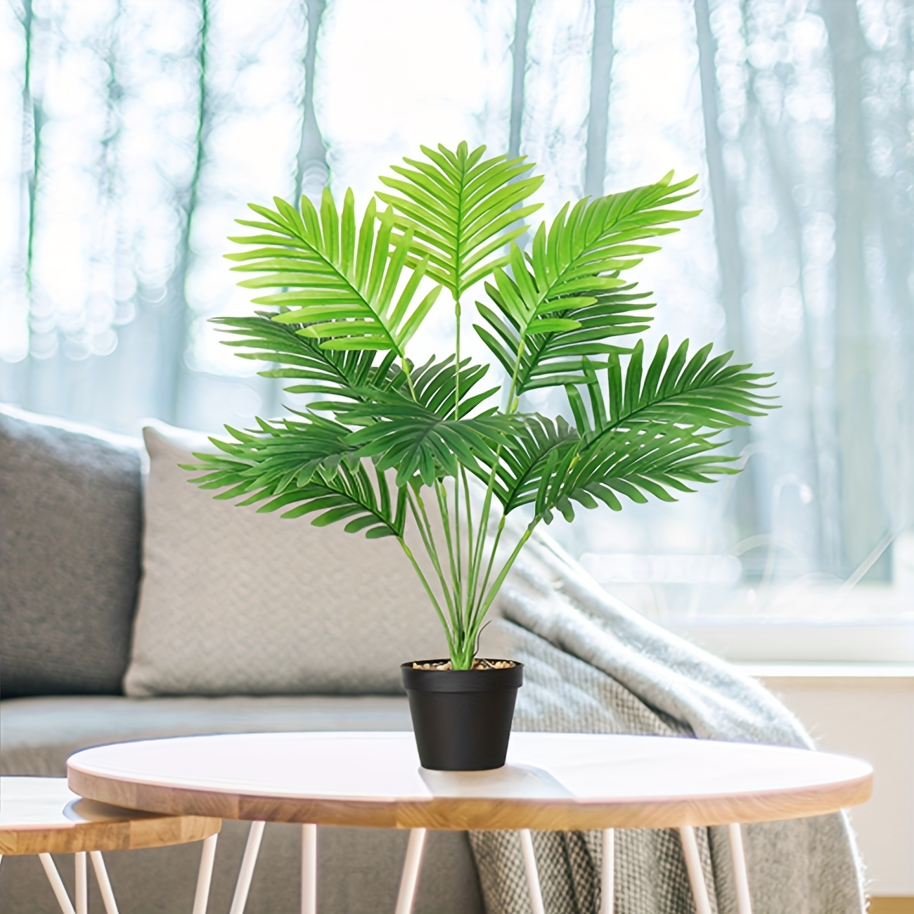 MOSADE Palmera artificial de areca de 5 pies, planta de palma tropical  falsa y canasta de hierba marina hecha a mano, plantas altas perfectas para